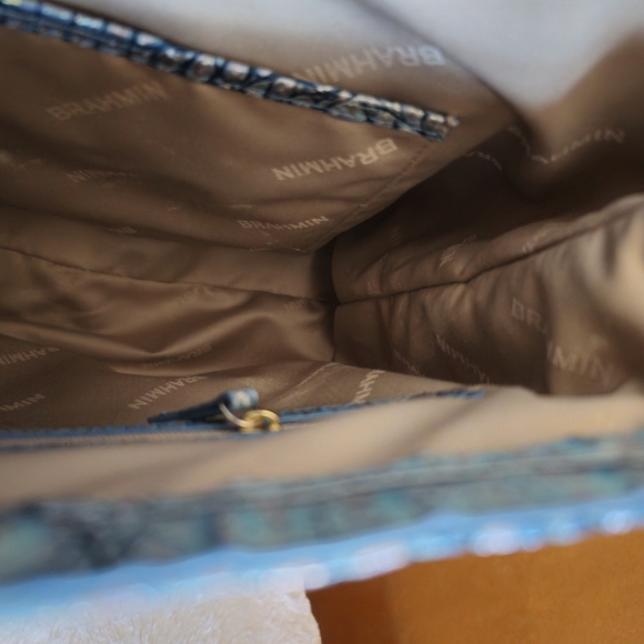 Iridescent Blue Crocodile-Embossed Backpack - Picture 10 of 11